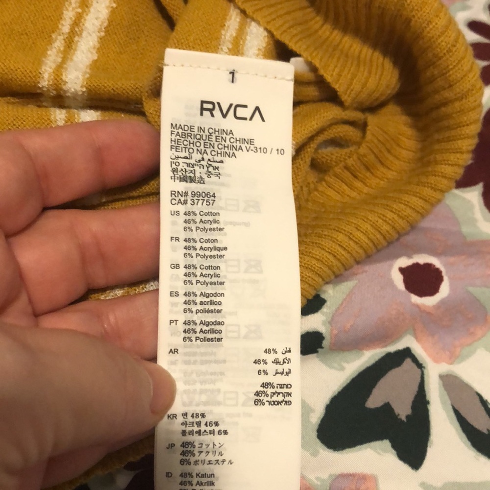 RVCA Mustard Yellow Horizontal Stripe Sweater - Picture 8 of 13